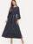 Vertical Striped Drawstring Waist Maxi Dress