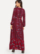 Ditsy Floral Plunge Neck Ruffle Hem Maxi Dress