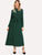 Flower Embroidered Mock Neck Belted Maxi Dress