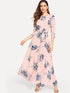 Floral Print Self Tie Maxi Dress