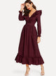 Double V Neck Surplice Ruffle Maxi Dress