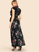 Ruffle Trim Tie Waist Floral Maxi Dress
