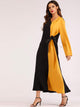 Ribbon Tie Spliced Maxi Dress