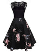 Lace Yoke Floral Flare Dress