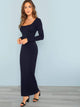 Square Neck Fitted Solid Maxi Dress