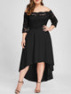 Plus Lace Overlay Dip Hem Bardot Dress