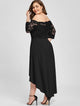Plus Lace Overlay Dip Hem Bardot Dress