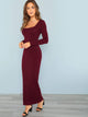 Square Neck Fitted Solid Maxi Dress