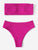 Neon Pink Bandeau With High Cut Bikini Set