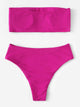 Neon Pink Bandeau With High Cut Bikini Set