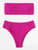 Neon Pink Bandeau With High Cut Bikini Set