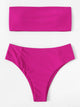 Neon Pink Bandeau With High Cut Bikini Set