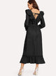 Double V Neck Surplice Ruffle Maxi Dress