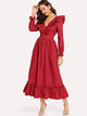 Double V Neck Surplice Ruffle Maxi Dress