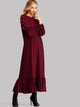 Faux Pearl Beaded Ruffle Hem Maxi Dress