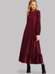 Faux Pearl Beaded Ruffle Hem Maxi Dress