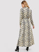 Snakeskin Self Belt Maxi Shirt Dress