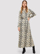 Snakeskin Self Belt Maxi Shirt Dress