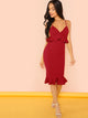 Neon Pink Bodycon Peplum Slip Dress