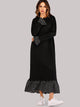 Polka Dot Trim Pephem Combo Maxi Dress