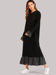 Polka Dot Trim Pephem Combo Maxi Dress