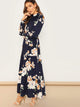 Frill Neck Floral Maxi Dress