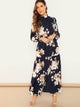 Frill Neck Floral Maxi Dress