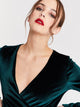 Surplice Neck Ruched Velvet Dress