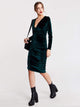 Surplice Neck Ruched Velvet Dress