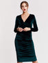 Surplice Neck Ruched Velvet Dress