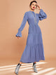 Flounce Sleeve Tiered Maxi Dress