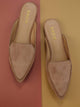 Faux Suede Pointy Toe Loafer Mules