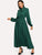 Lantern Sleeve Tie Neck Maxi Dress