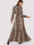 Snakeskin Print Tie Neck Maxi Dress