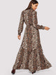 Snakeskin Print Tie Neck Maxi Dress