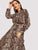 Snakeskin Print Tie Neck Maxi Dress