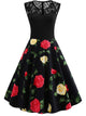 Lace Yoke Floral Flare Dress