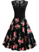 Lace Yoke Floral Flare Dress