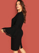 Plus Mock-Neck Lace Trim Dress