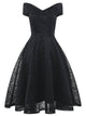 50s Foldover Bardot Flare Lace Dress