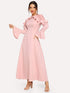 Flounce Sleeve Ruffle Trim Maxi Dress