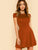  V Back Cap Sleeve Fit & Flare Dress