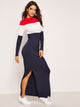 Color Block Split Side Maxi Dress