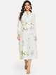 Floral Print Tie Waist Longline Dress