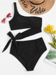 One Shoulder Top With High Waist Bikini Set