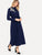 Keyhole Back Appliques Belted Longline Dress