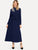 Keyhole Back Appliques Belted Longline Dress