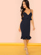 Neon Pink Bodycon Peplum Slip Dress