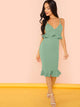 Neon Pink Bodycon Peplum Slip Dress