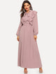 Tie Neck Fit and Flare Ruffle Dress
